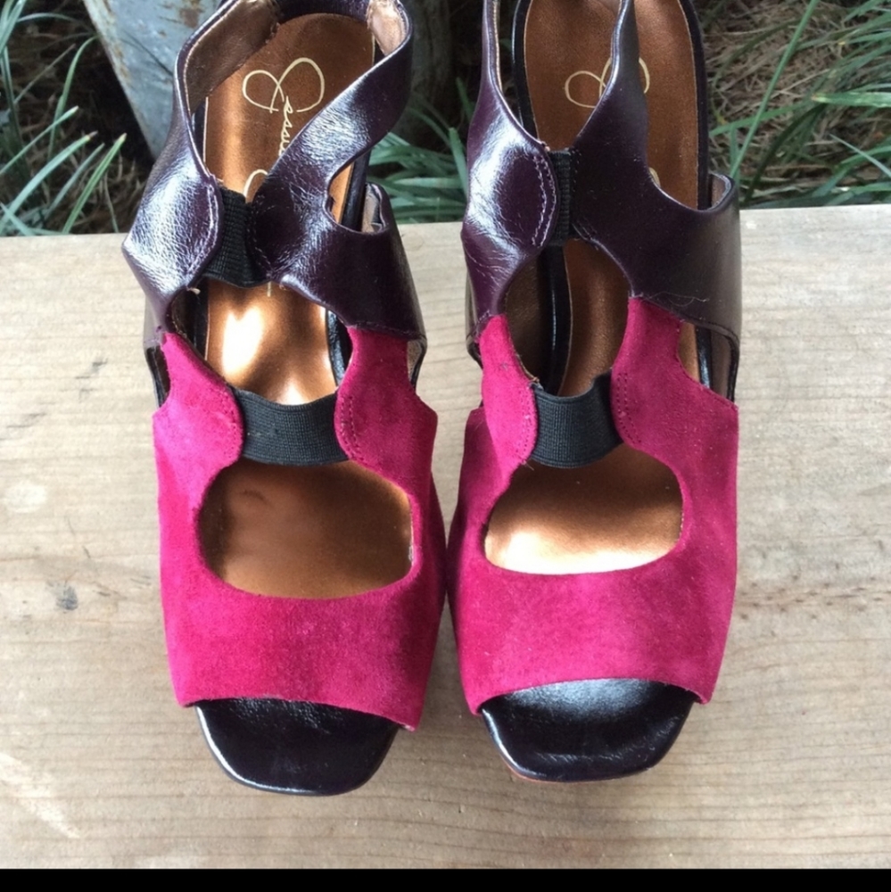 Jessica Simpson color block suede heels - Picture 2 of 5